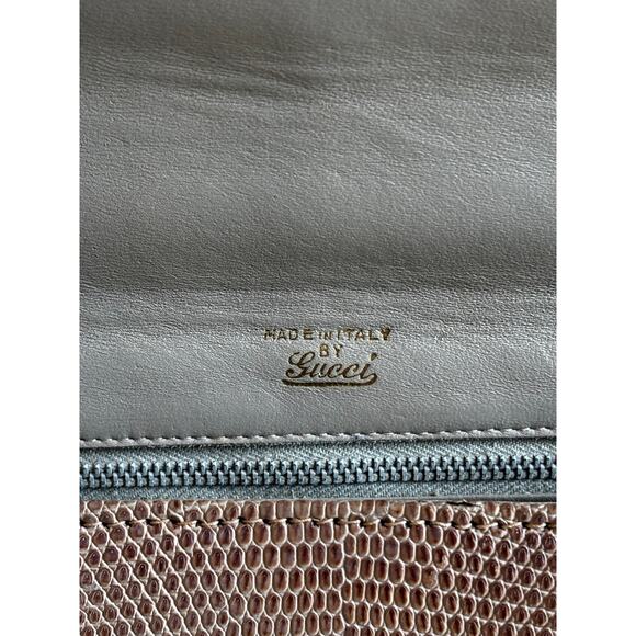 GUCCI Beige Vintage Lizard Embossed Satchel - Picture 10 of 13